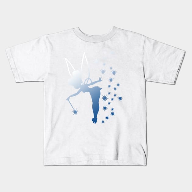 Blue White Tinkerbell Ombre Kids T-Shirt by ijsw